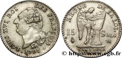 LOUIS XVI (MONARQUE CONSTITUTIONNEL)  15 sols dit &nbsp;au génie&nbsp;, type FRANÇOIS 1791 Paris TTB