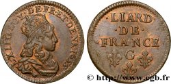 LOUIS XIV LE GRAND OU LE ROI SOLEIL Liard de cuivre, 2e type 1655 Montreuil-Bonnin