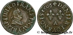HENRI IV LE GRAND Denier tournois, 1er type de Paris (légende française) 1606 Paris