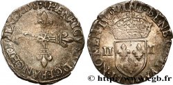 HENRI III Quart d&nbsp;écu, croix de face 1587 Rennes TTB