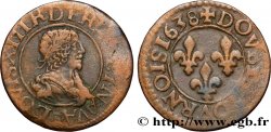 LOUIS XIII Double tournois, type 16 1638 Tours