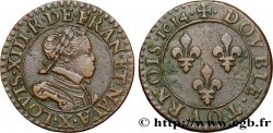 LOUIS XIII  Double tournois, type 1 1614 Amiens AU/XF