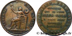 REVOLUTION COINAGE Monneron de 2 sols à la Liberté 1792 Birmingham, Soho fSS