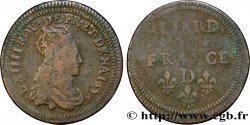 LOUIS XIV  THE SUN KING  Liard de cuivre, 2e type 1656 Vimy-en-Lyonnais (actuellement Neuville-sur-Saône)