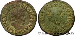 LOUIS XIII  Double tournois au petit buste enfantin col plat, de Lyon 1615 Lyon
