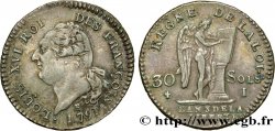 LOUIS XVI (MONARQUE CONSTITUTIONNEL)  30 sols dit  au génie , type FRANÇOIS 1791 Limoges