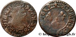 LOUIS XIII LE JUSTE Double tournois, type 14 1639 Bordeaux