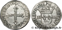 CHARLES X, CARDINAL DE BOURBON Quart d&nbsp;écu, croix de face 1590 Rouen TTB+