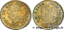 LOUIS XVI 30 sols dit  au génie , type FRANÇOIS 1791 Nantes XF