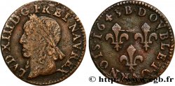 LOUIS XIII LE JUSTE Double tournois, type de Warin 1643 Rouen TB+/TTB