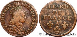 LOUIS XIV LE GRAND OU LE ROI SOLEIL Liard de cuivre, 2e type 1655 Corbeil