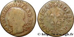 LOUIS XIII LE JUSTE Double tournois, type de Warin, légende française 1643 