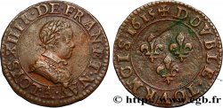 LOUIS XIII  Double tournois, type 1 1615 Paris, Moulin du Louvre