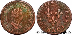 LOUIS XIII  Double tournois au petit buste enfantin col plat, de Lyon 1611 Lyon