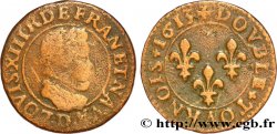 LOUIS XIII LE JUSTE Double tournois, type 1 1613 Lyon