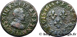 LOUIS XIII LE JUSTE Double tournois, type 1 1615 Paris, Moulin du Louvre