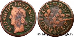 LOUIS XIII LE JUSTE Double tournois, type de Warin 1642 La Rochelle