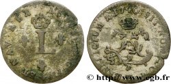 LOUIS XV DIT LE BIEN AIMÉ Double sol de billon 1740 La Rochelle TB+