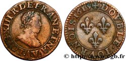 LOUIS XIII LE JUSTE Double tournois, type 1 1615 Paris, Moulin du Louvre