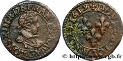 LOUIS XIII LE JUSTE Double tournois, type 2 de Poitiersinternet 1619 Poitiers TTB