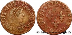 LOUIS XIII LE JUSTE Double tournois, type 9 1637 Tours TB+