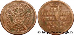 FLANDERS - SIEGE OF LILLE Vingt sols, monnaie obsidionale 1708 Lille