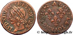 LOUIS XIII LE JUSTE Double tournois, type de Warin 1642 Corbeil