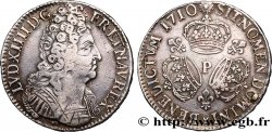 LOUIS XIV LE GRAND OU LE ROI SOLEIL Écu aux trois couronnes 1710 Dijon TTB