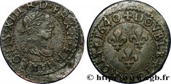 LOUIS XIII LE JUSTE Double tournois, 15e type de La Rochelle 1640 La Rochelle