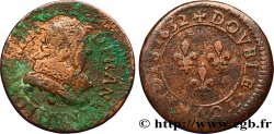 LOUIS XIII LE JUSTE Double tournois, type 1 1632 La Rochelle