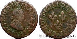 LOUIS XIII LE JUSTE Double tournois, type 1 1615 Paris, Moulin du Louvre