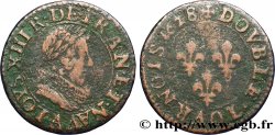 LOUIS XIII LE JUSTE Double tournois, type 5 de Paris 1628 Paris