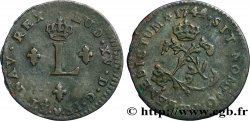 LOUIS XV DIT LE BIEN AIMÉ Double sol de billon 1744 Strasbourg TTB