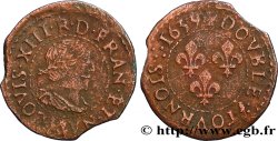 LOUIS XIII LE JUSTE Double tournois, type 16 1639 La Rochelle TB+