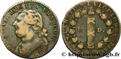 LOUIS XVI 12 deniers dit &nbsp;au faisceau&nbsp;, type FRANCOIS 1792 Dijon fSS