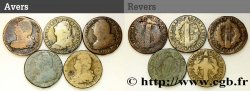 LOUIS XVI (MONARQUE CONSTITUTIONNEL)  Lot de cinq pièces de 2 sols dit &nbsp;au faisceau&nbsp;, type FRANÇOIS n.d. s.l. TB