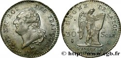 LOUIS XVI (MONARQUE CONSTITUTIONNEL)  30 sols dit &nbsp;au génie&nbsp;, type FRANÇOIS 1792 Paris SUP