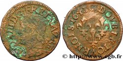 LOUIS XIII LE JUSTE Double tournois, type de Warin 1643 Tours TB+