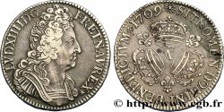 LOUIS XIV  THE SUN KING  Écu aux trois couronnes 1709 Paris XF