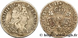 LOUIS XIV  THE SUN KING  Dixième d écu aux trois couronnes 1711 Montpellier