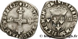 LOUIS XIII Huitième d écu, à la croix fleurdelisée, titulature côté croix 1627 Bayonne