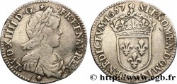 LOUIS XIV LE GRAND OU LE ROI SOLEIL Douzième d écu, portrait à la mèche longue 1657 Lyon TB/TB+