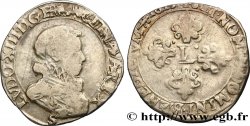 LOUIS XIII  Demi-franc, grande tête nue adolescente au col fraisé 1615 Troyes