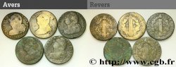 LOUIS XVI (MONARQUE CONSTITUTIONNEL)  Lot de cinq pièces de 2 sols dit  au faisceau , type FRANÇOIS n.d. s.l.