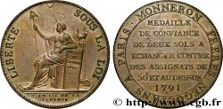 CONFIANCE (MONNAIES DE...) Monneron de 2 sols à la Liberté 1791 Birmingham, Soho