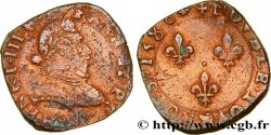 HENRI III Double tournois, 2e type de La Rochelle 1586 La Rochelle