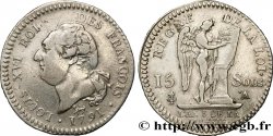 LOUIS XVI (MONARQUE CONSTITUTIONNEL)  15 sols dit  au génie , type FRANÇOIS 1791 Paris