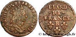 LOUIS XIV LE GRAND OU LE ROI SOLEIL Liard de cuivre, 2e type 1655 Pont-de-l’Arche
