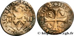 HENRI III Douzain aux deux H, 1er type, contremarqué en quinzain sous Louis XIII 1589 Toulouse