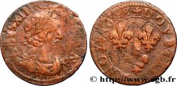 LOUIS XIII LE JUSTE Double tournois, type 2 1638 Rouen